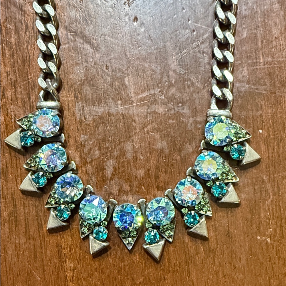 Sorrelli Silver Necklace with Blue and Green Crystals